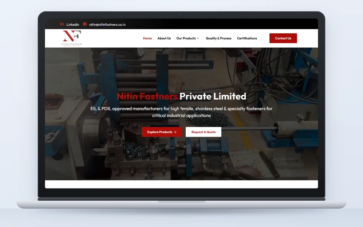Nitin Fastener PVT LTD - Website by Avdhoot Solutions