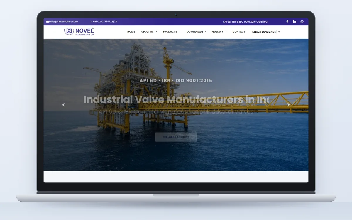 Novel Valves India - Website by Avdhoot Solutions
