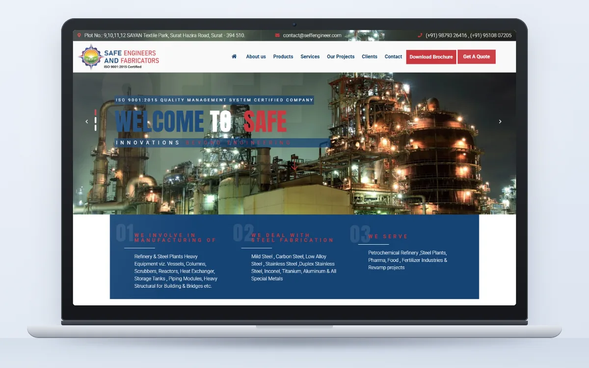 Safe Engineers and Fabricators - Website by Avdhoot Solutions