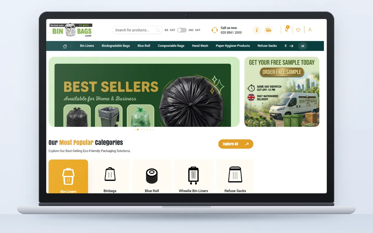 Binbags - Website, E-commerce by Avdhoot Solutions