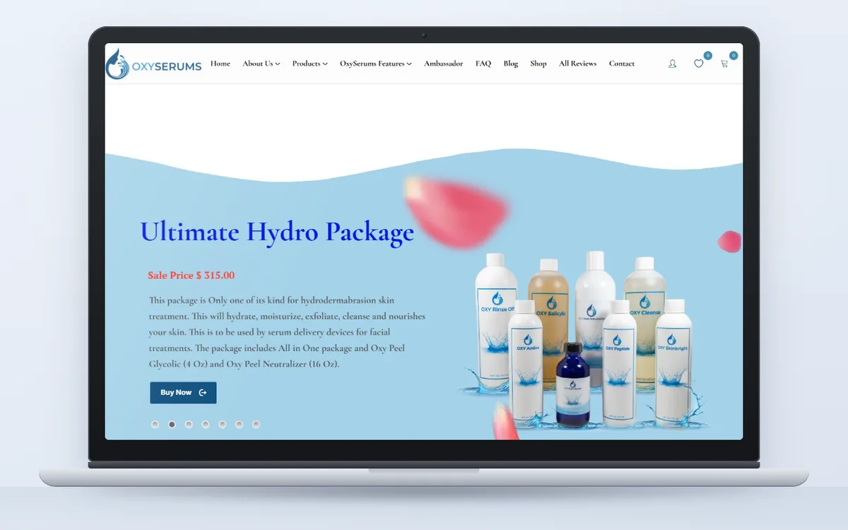 Oxyserums - Website, E-commerce by Avdhoot Solutions