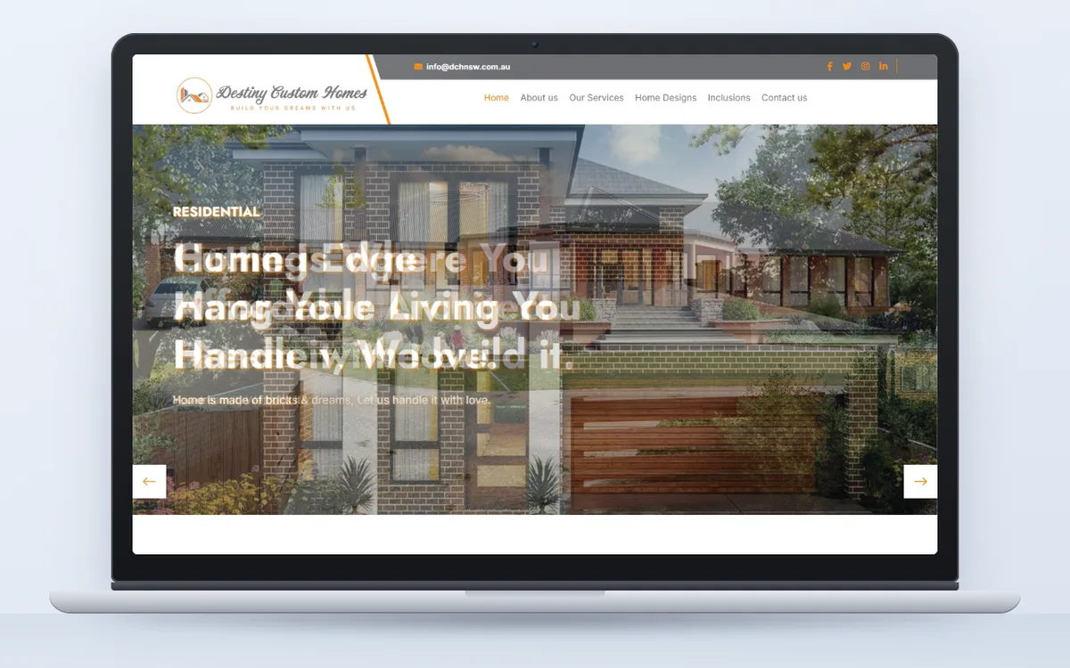 Destiny Custom Homes - Website by Avdhoot Solutions
