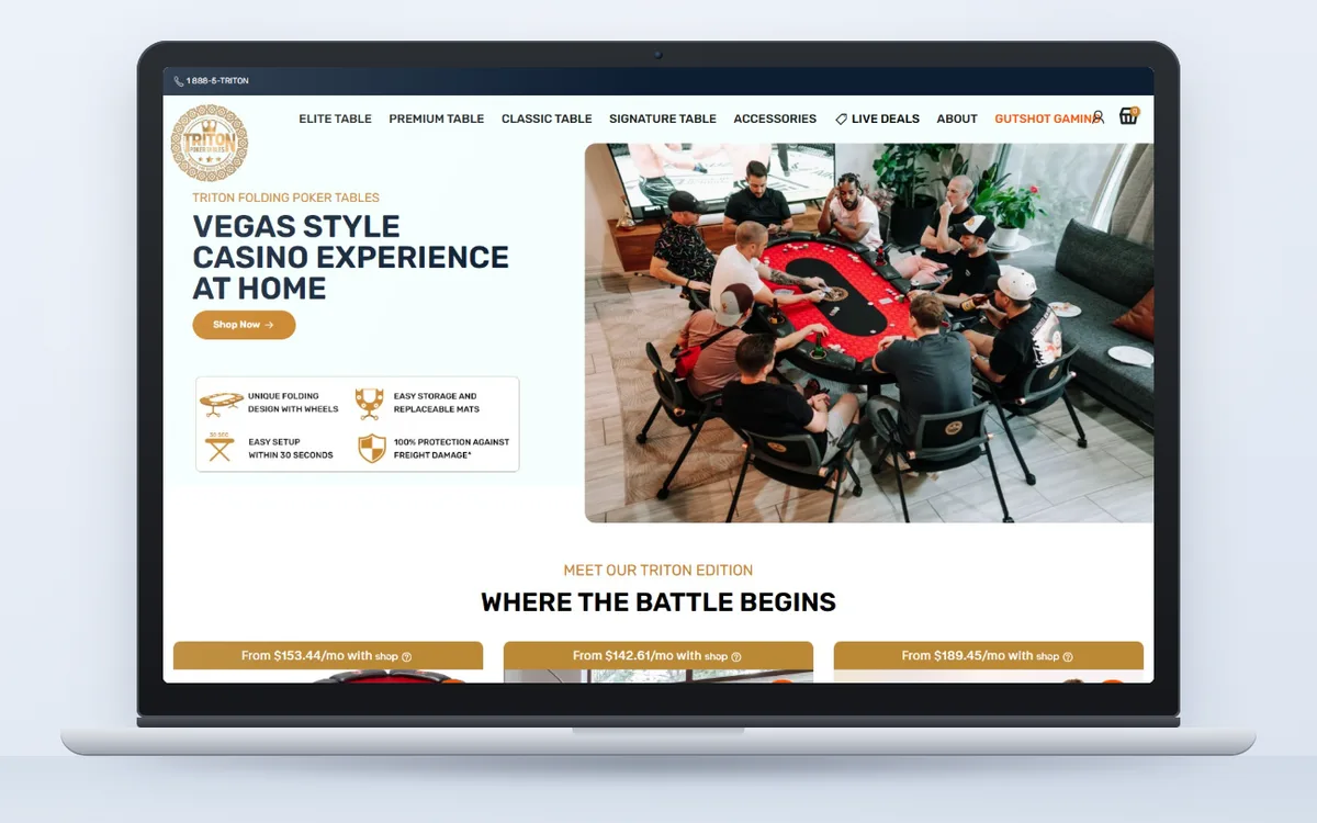 Triton Pokertables - E-commerce by Avdhoot Solutions
