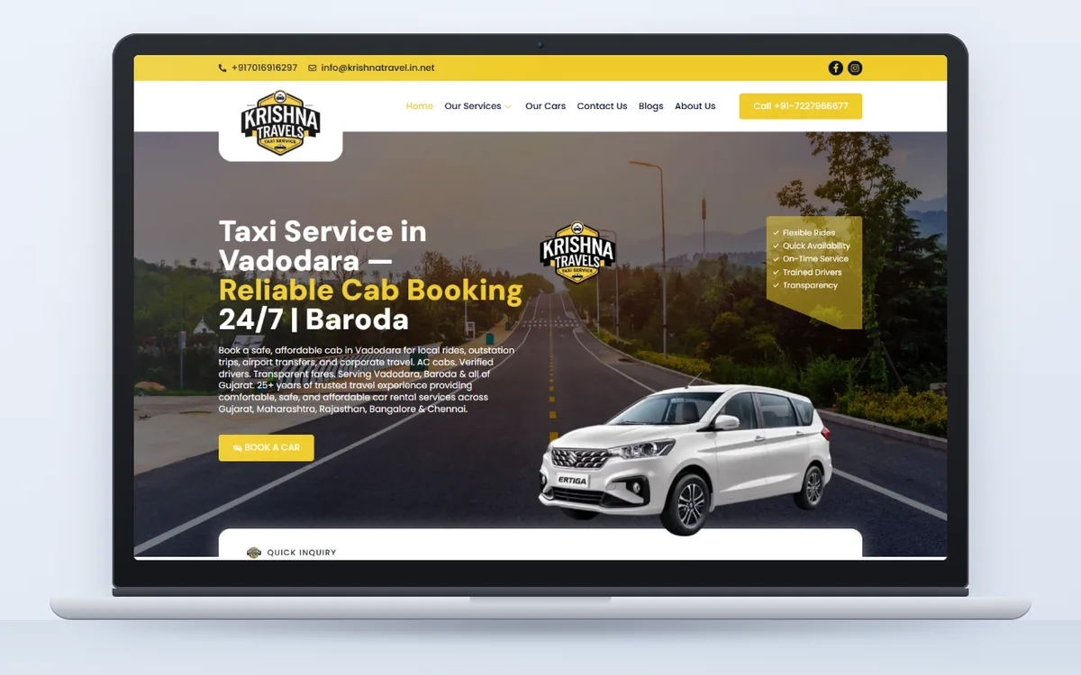 Krishna Cab Services - Website by Avdhoot Solutions
